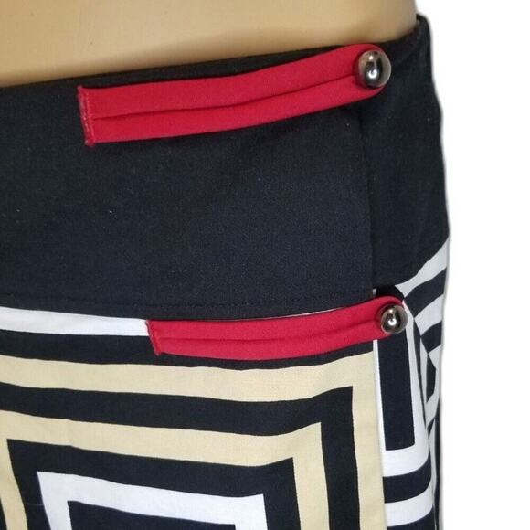 Gianfranco Ferre Jeans Geometric Print Y2K Mini Skirt White Black Red Size Med - Picture 3 of 8